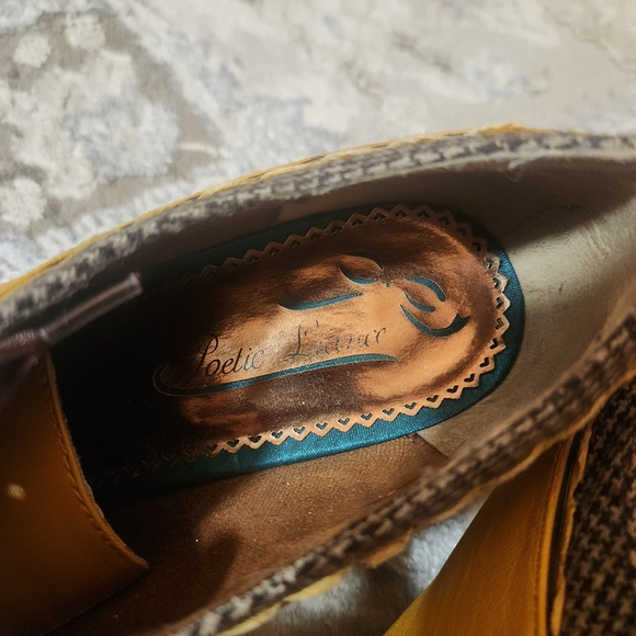 Poetic License Yellow Leather & Houndstooth Lace-Up Loafers - Picture 10 of 10